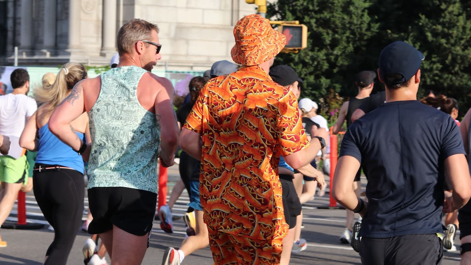 Runners participating in a city road race