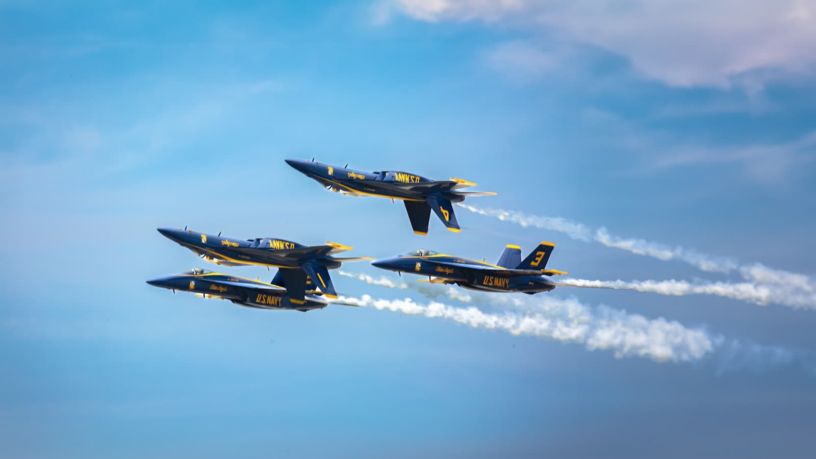Four jet aircraft flying in formation